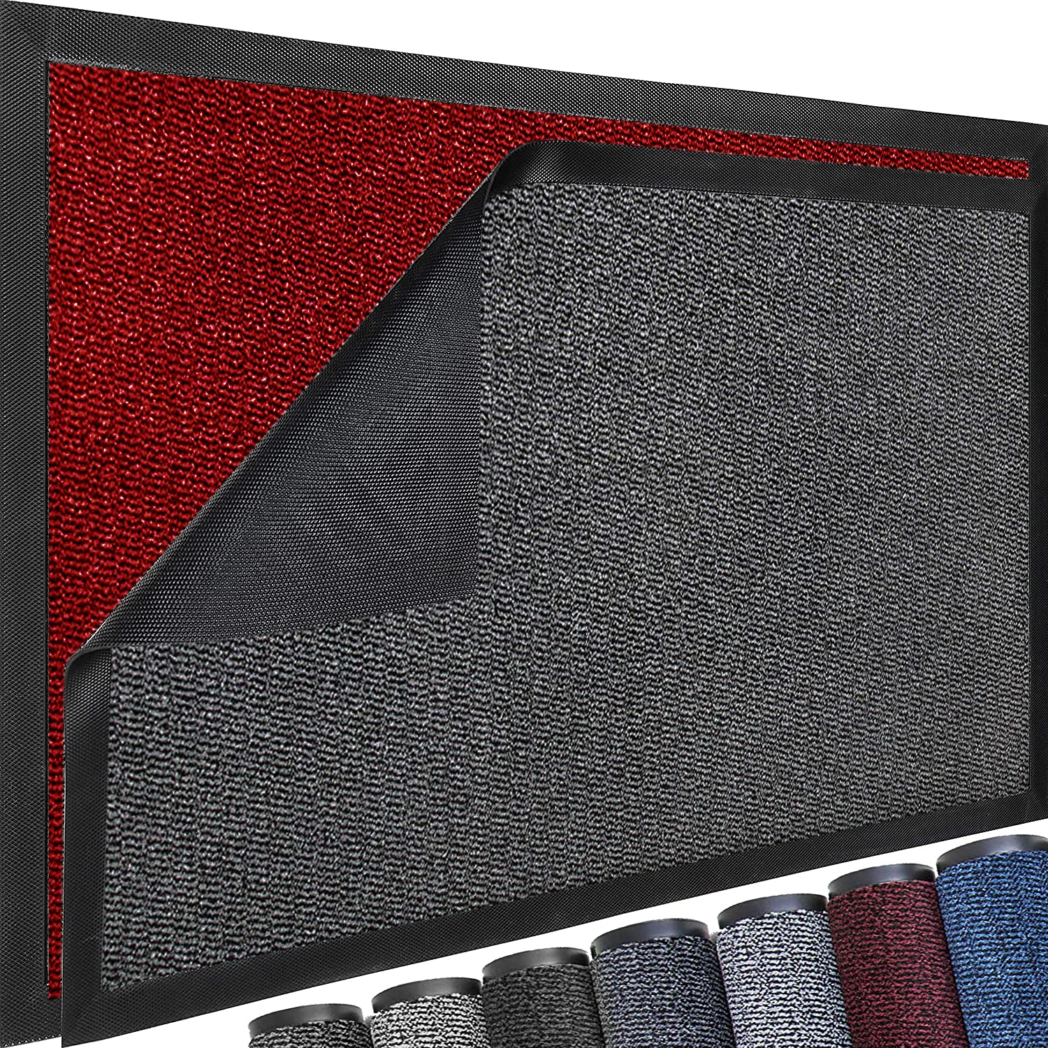 TrendMakers Extra Large Big Hardwearing Doormat Heavy Duty WINE RED/BLACK PVC Edge Pile Top Rubber Carpet Runner Barrier Entrance Door Mats Kitchen Utility Dust Floor Mats Rugs 90cm x 150cm