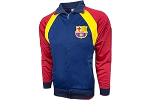 RHINOX Men's Barcelona Jacket Navy/Yellow, Licensed Barcelona Track Jacket (Medium)