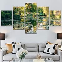 SIGNWIN 5 Panel Canvas Wall Art Modern Art Expressive Farmhouse/Country Landscape Mountain Top Multicolor Photography for Home Decorations Ready to Hang - 60