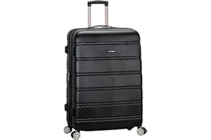 Rockland Melbourne Hardside Expandable Spinner Wheel Luggage, Black, Checked Large 28"