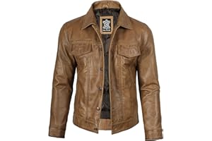 Vintage Leather Jacket Men - Trucker Style Real Lambskin Mens Leather Jackets