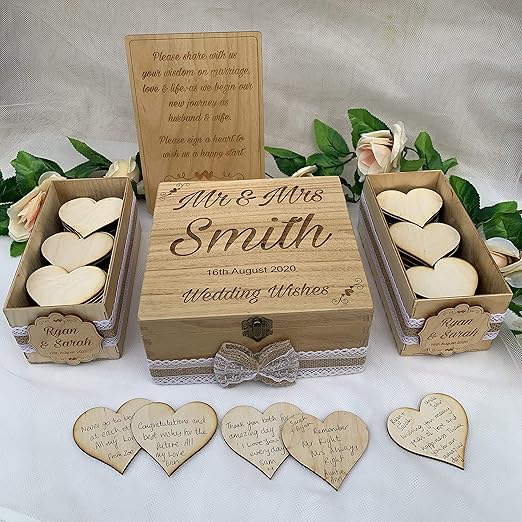 Libro de Invitados de Boda, Caja de Deseos de Madera Alternativa WD120: Amazon.es: Hogar