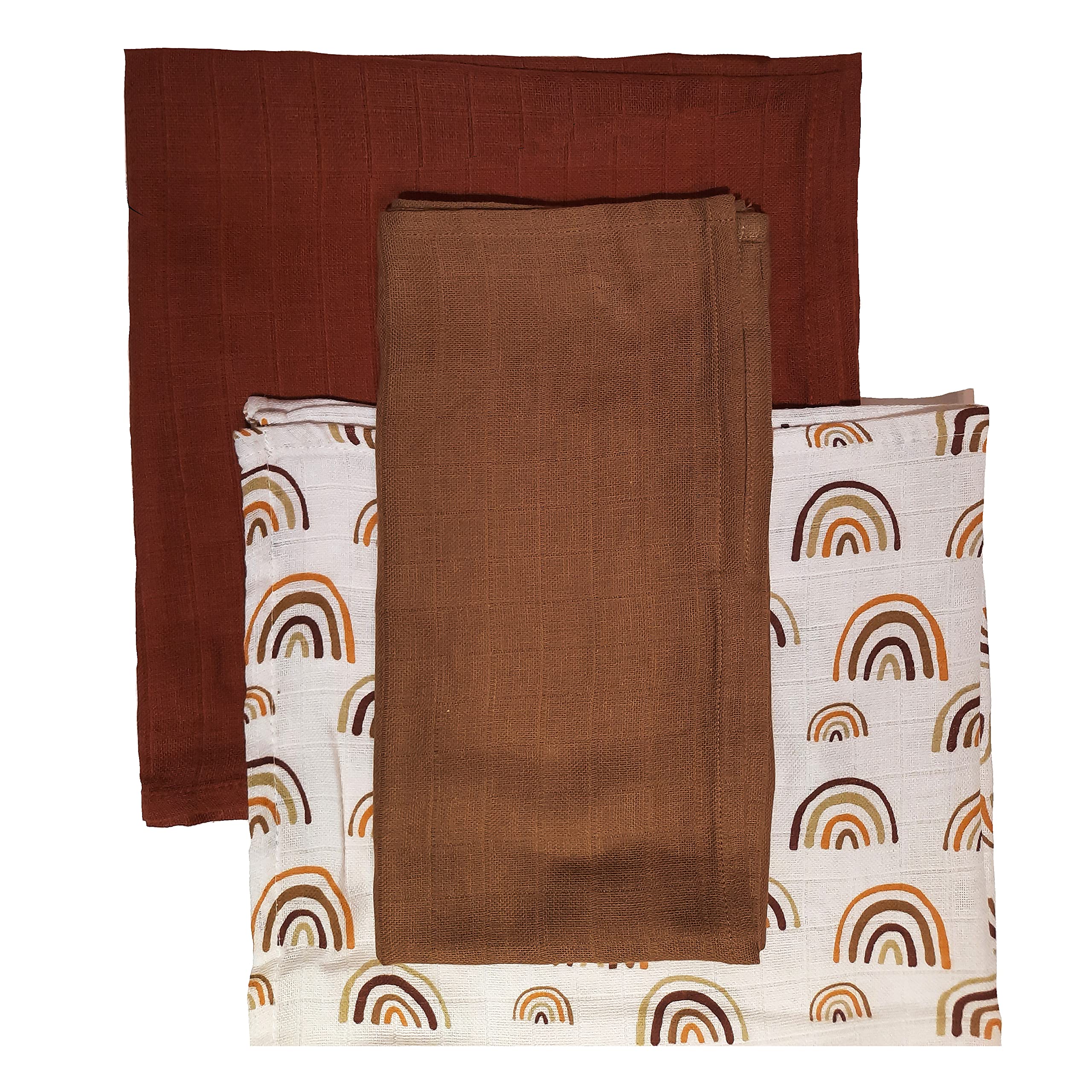 Premium Quality Baby Muslin sheet cloth 63x63cm by The Wishlist | 100% Breathable Cotton Pack of 3 Muslin cloth | Gift Sets for Baby Boy and Baby Girl (Rainbow)