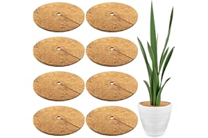 Sinimaka 8 Pcs Coconut Fiber Tree Ring Mulch Mat, 13.8 Inch Mulch Ring Plant Protectors Mat, Coco Coir Tree Disc Plant Covers Tree Weed Barrier Ring for Indoor Outdoor Plants