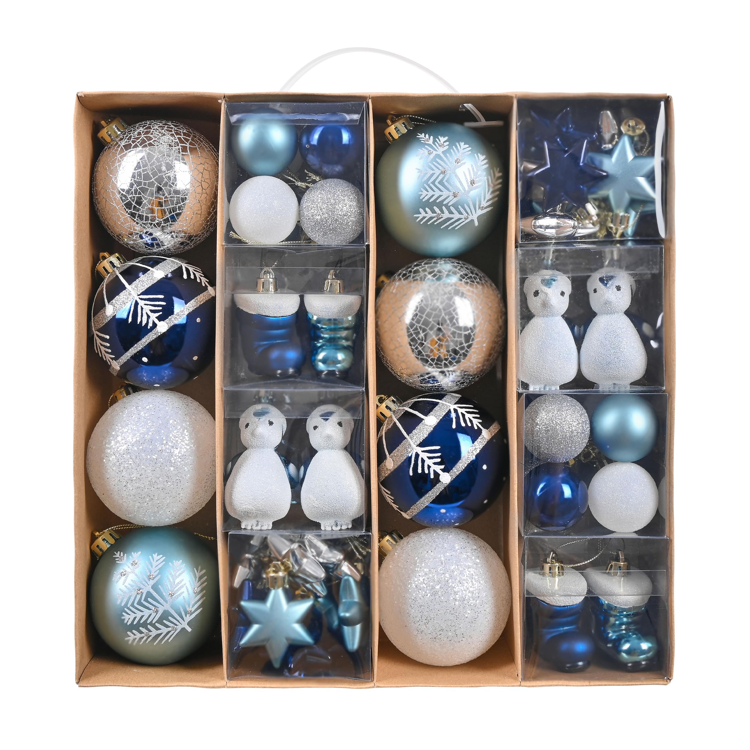 Valery Madelyn Christmas baubles for Christmas tree decorations,60pcs 3-8cm Silver and Blue Ball Ornaments for Tree Decorations