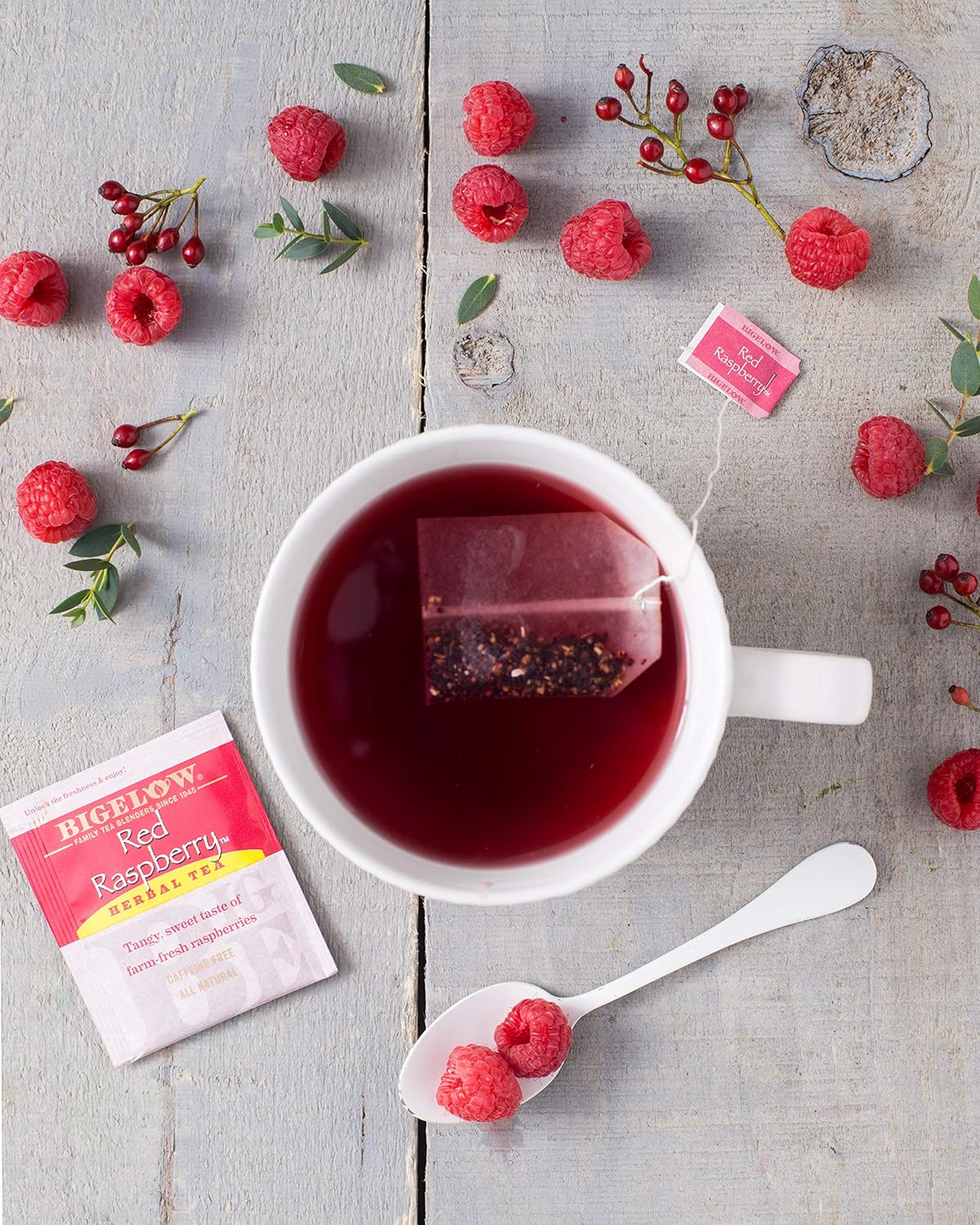 Bigelow Red Raspberry Caffeine-Free Herbal Tea, 20 Bags, Pack of 6 : Green Teas : Grocery & Gourmet Food