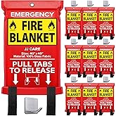 JJ CARE Fire Blanket – 10 Packs with Hooks – Emergency Fire Blanket for Home & Kitchen, High Heat Resistant Fire Suppression Blankets for Home Safety, Kitchen, and Camping