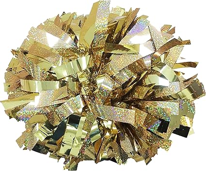Amazon Com Kuugear Pair 6 Metallic Holographic Mix Cheerleading Pom Pom With Baton Handle Holographic Gold Metallic Gold Sports Outdoors