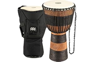 Meinl Percussion ADJ3-L+BAG African Style Rope Tuned 12-Inch Wood Djembe with Bag, Brown/Black