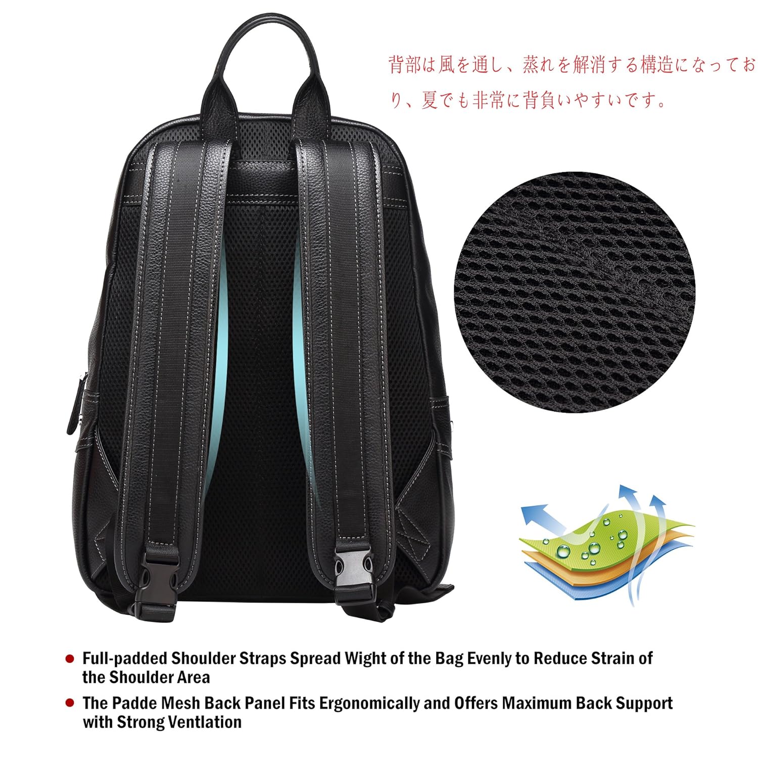 Bisondenim リュックメンズ 本革 バッグパックリュックサック 人気 ブランド おしゃれ ビジネス 通勤 通学 旅行 出張 大容量 防水 N2536 B01n5h1dde ブラック カジュアル兼用 メンズ