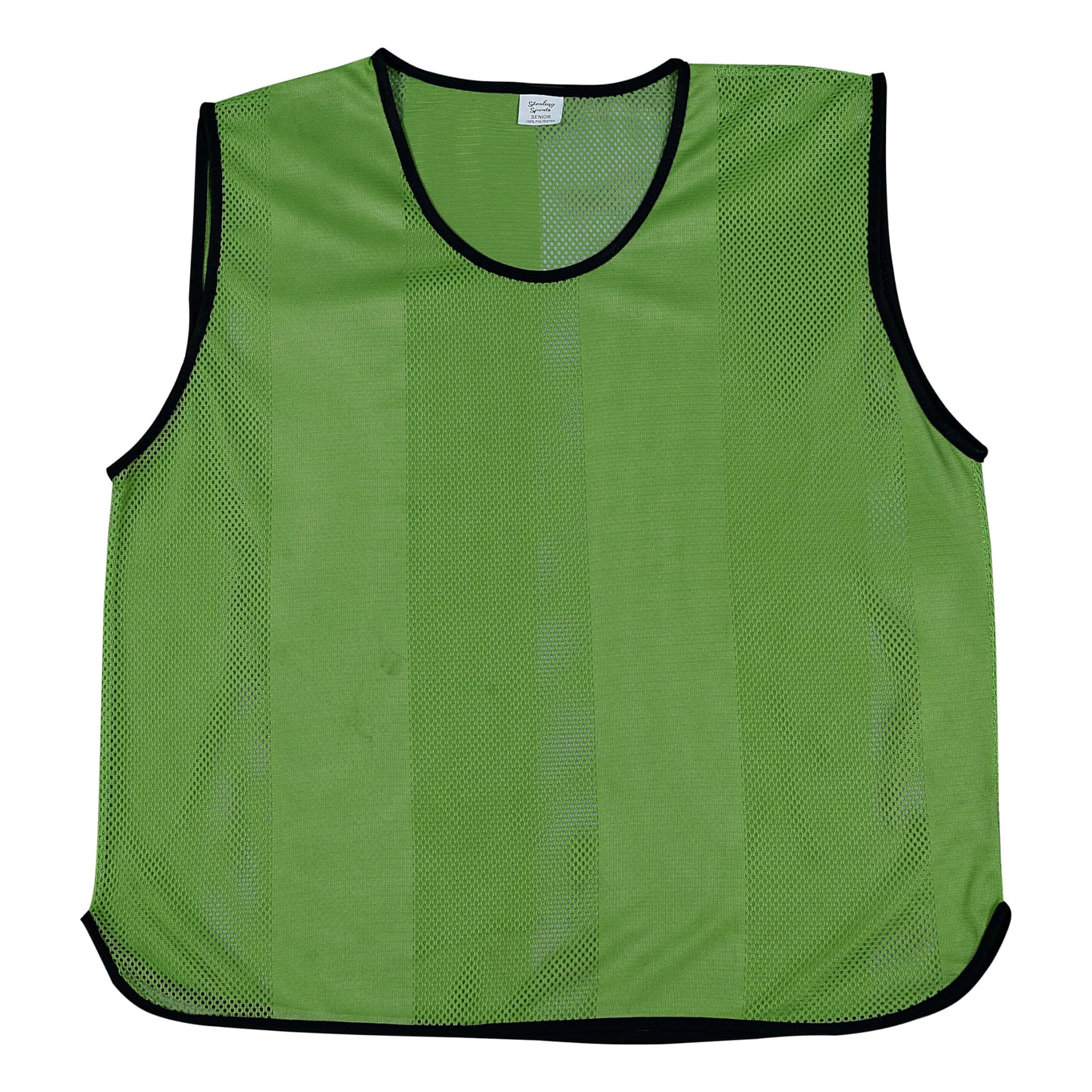 Sterling Sports 10 X Training Bibs Sports Mesh Football Bibs Adult - Quick Dry Football Training Equipment For Soccer, Rugby, Basketball & Cricket - Ideal Team Practice Vests (Green, Senior)
