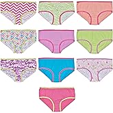 Trimfit Girls Soft Cotton Colorful Hipster Panties (Pack of 10 Kids Underwear)