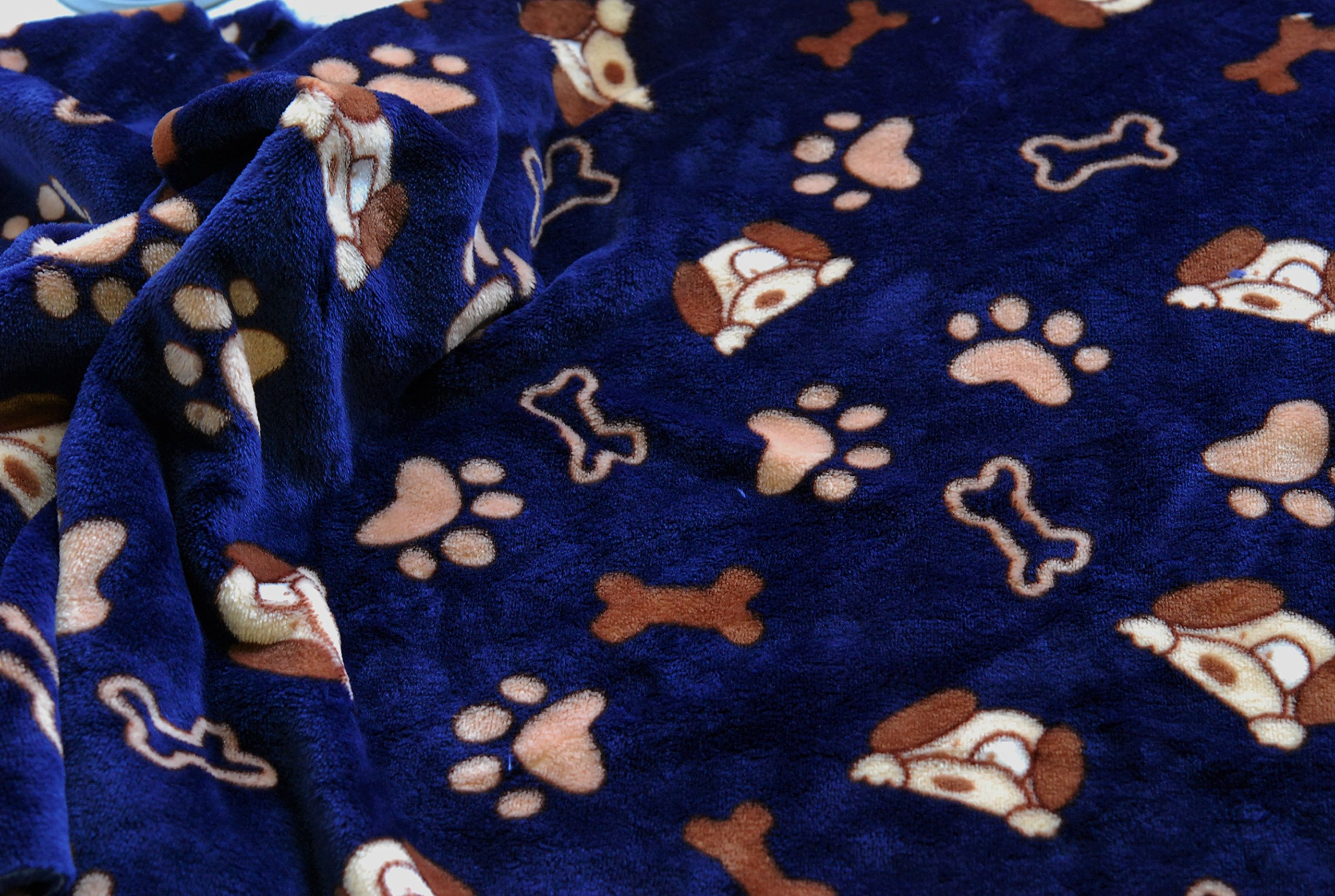 CRS VENDOR LTD. Double Sided Supersoft Cuddlesoft Fleece Fabric Material - DOG & BONE NAVY