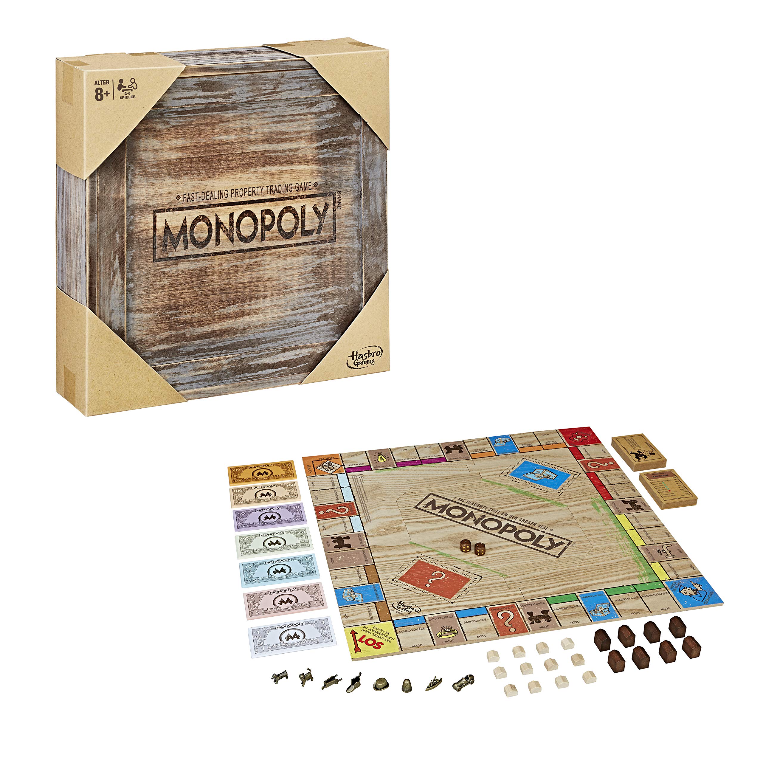Monopoly Rustic, special wooden edition, the board game classic, Amazon Exclusive (German)