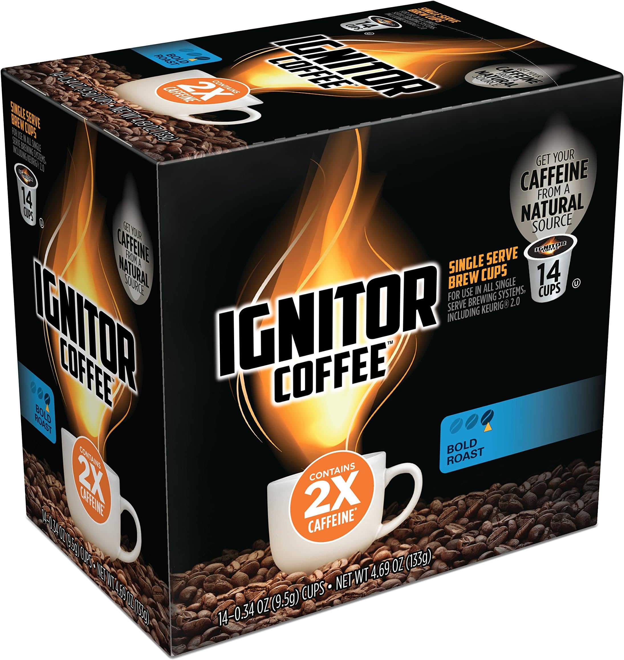 Ignitor Coffee Compatible with 2.0 Brewers, Bold Roast, 14 Count, 4.69 oz, (Pack of 4)