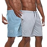 G Gradual Men's 2 Pack 7" Workout Running Shorts Quick Dry Lightweight Gym Shorts with Zip Pockets