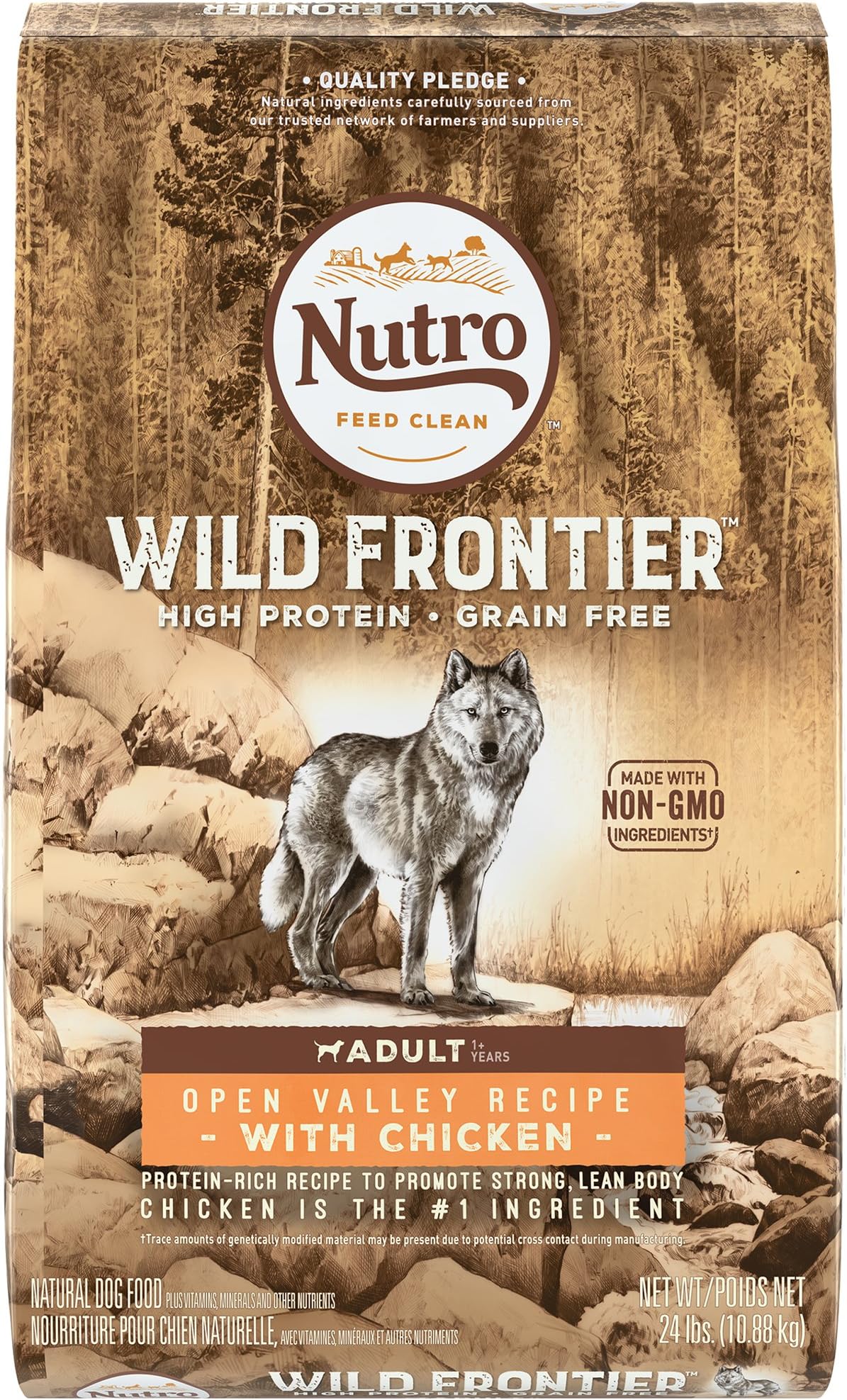 Nutro Wild Frontier Adult Open Valley Recipe With Chicken Grain Free Dry Dog Food (1) 24-Lb. Bag; Rich In Nutrients And Full Of Flavor (Discontinued By Manufacturer)