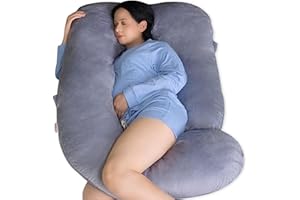 EKLO Pregnancy Pillows, U-Shape Full Body Pillow - Jumbo Size Grey - Pregnancy Pillows for Sleeping - Body Pillows for Adults, Maternity Pillow and Pregnancy Must Haves