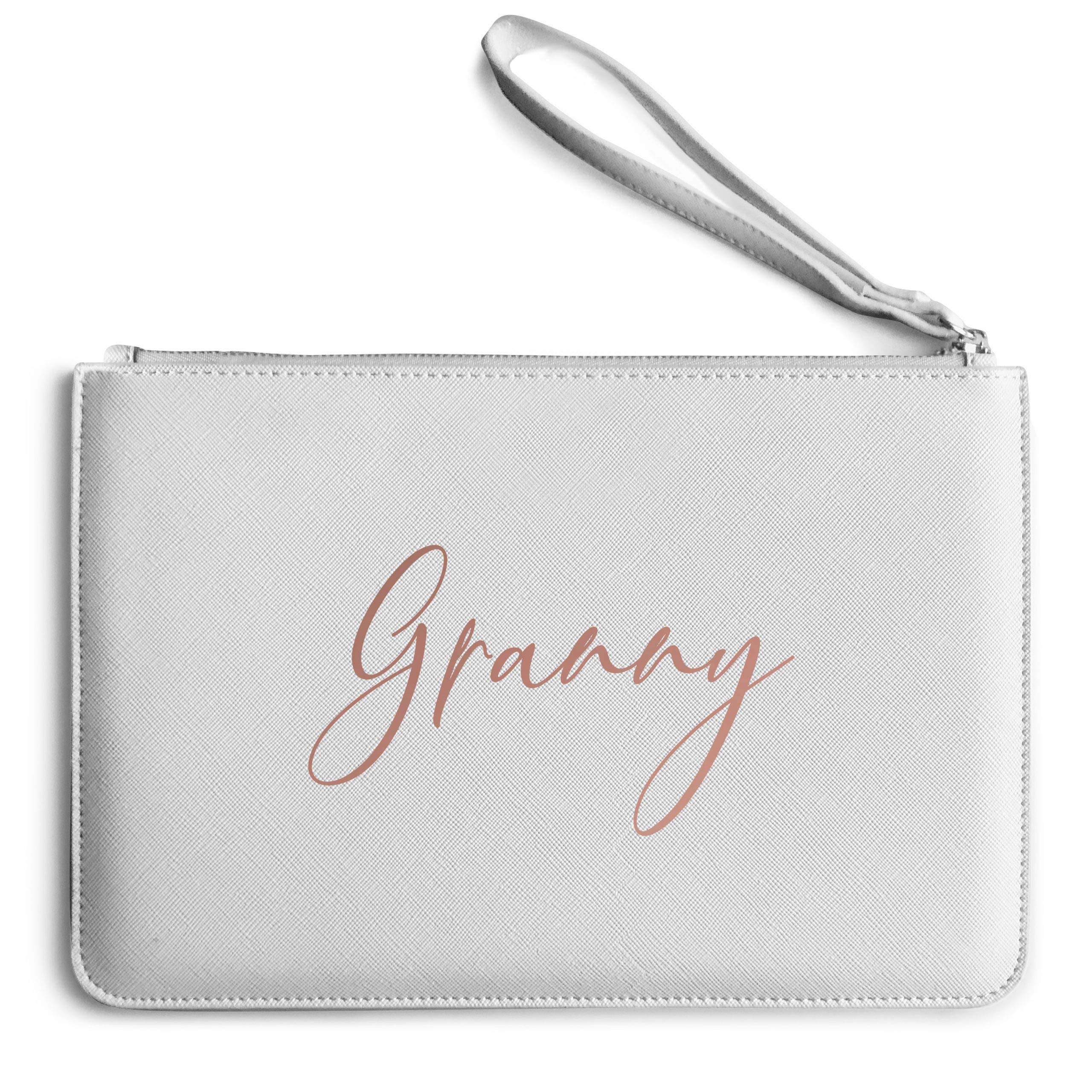 Granny Clutch Bag - Granny Mothers Day Gifts - Makeup Bag Pouch Cosmetics Travel Birthday Idea, Soft Grey
