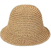 Rulala Fancy Womens Sun Hat Handmade Straw Bucket UV Protection Wide Brim Packable Travel Summer Cap for Beach UPF 50+