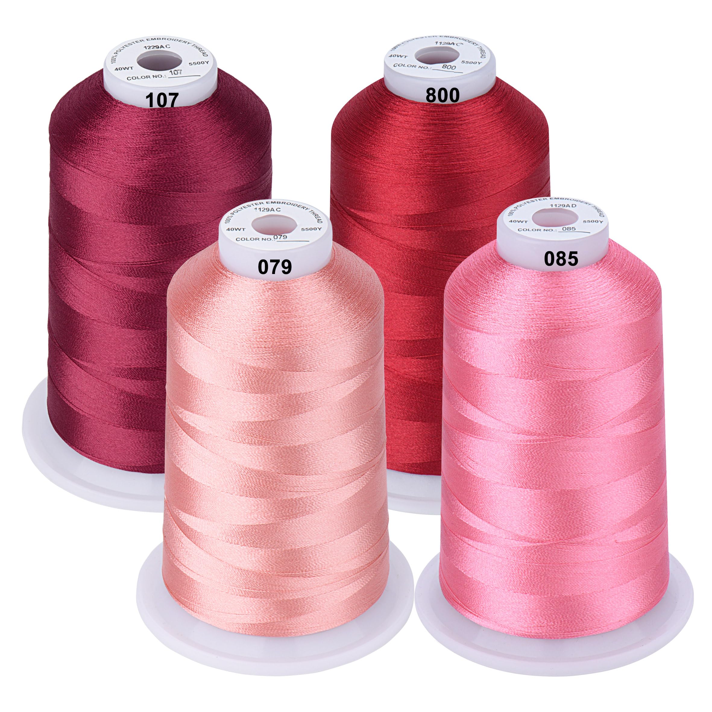 Simthread Machine Embroidery Thread 5000M King-Spools Pink Color for Brother/Babylock/Bernette/Janome/Singer/Kenmore Sewing and Embroidery Machine
