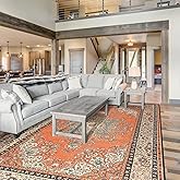 Rtizon Area Rug for Bedroom, Non-Slip Orange Area Rug, Machine Washable 5x7Ft Vintage Rugs for Entryway Hallway Office Dining Living Room,