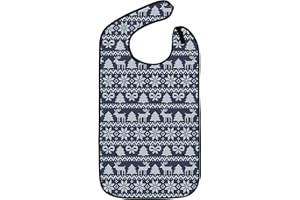 Classic Bib Designs Adult Bibs for Eating: Reusable with Crumb Catcher Pocket - For Men and Women