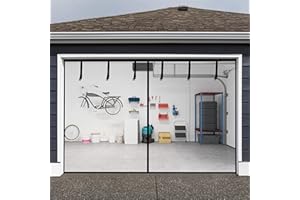 HBlife Garage Screen Doors for 1 Car Garage,10x7FT Fiberglass Magnetic Garage Door Screen, Hands Free Retractable Garage Net 