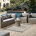 Modway Optica Chevron With End Borders 5x8 Indoor and Outdoor In Gray and Beige