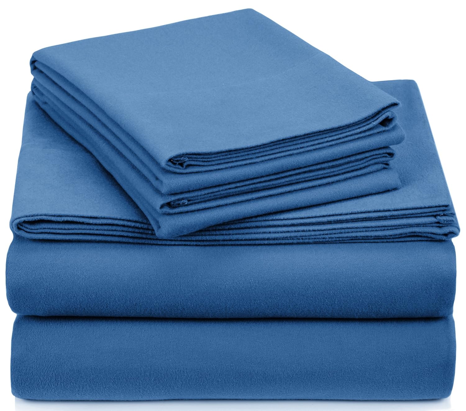 Pinzon Signature Cotton Heavyweight Velvet Flannel Sheet Set - Queen, Smoky Blue