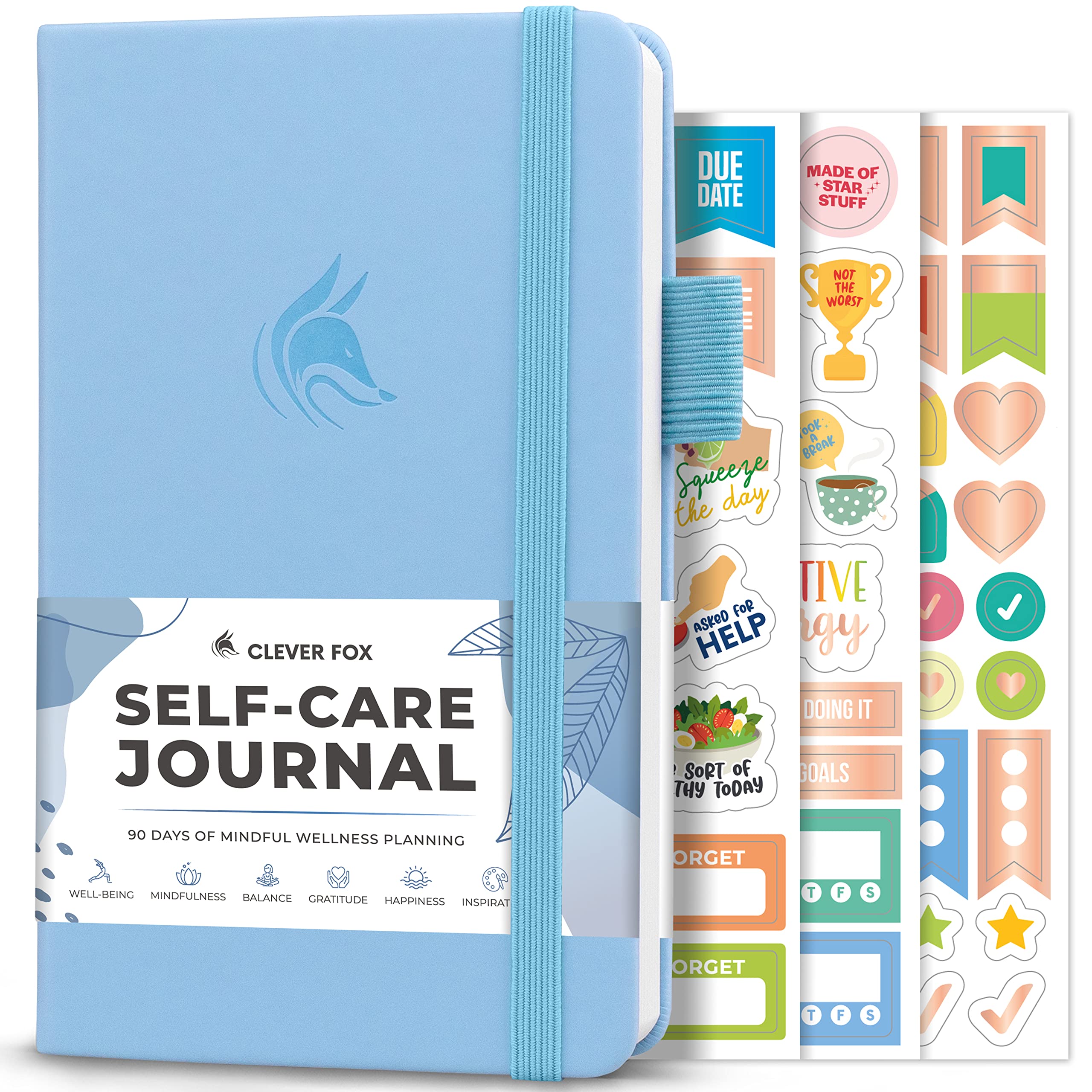 Clever Fox Self-Care Journal – Daily Reflection Notebook – Mental Health & Personal Development Planner, Meditation & Mood Log, Pocket (Light Blue)