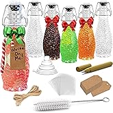 Nevlers 8.5 Oz Textured Swing Top Glass Bottles with Airtight Lid 6 Pack | Clear Teardrop Flip Top Glass Bottle with Stopper Set | Decorative Homemade Vanilla Extract Bottles for Projects & Gifting