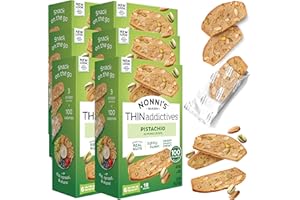 Nonni's THINaddictives Almond Thin Cookies - 6 Boxes Pistachio Almond Cookie Thins - Sweet Crunchy & Chewy Almond Cookies - Biscotti Individually Wrapped Cookies - Kosher Coffee Cookies - 4.4 oz