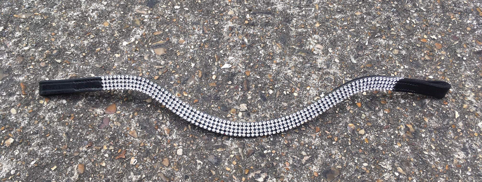 Cwell Equine U Shape Bling Clear Crystal Browband 4 rows Choice of size Black (X Full 17")