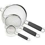 Bellemain Stainless Steel Fine Mesh Strainers, Set of 3 Graduated Sizes with Comfortable Non Slip Handles
