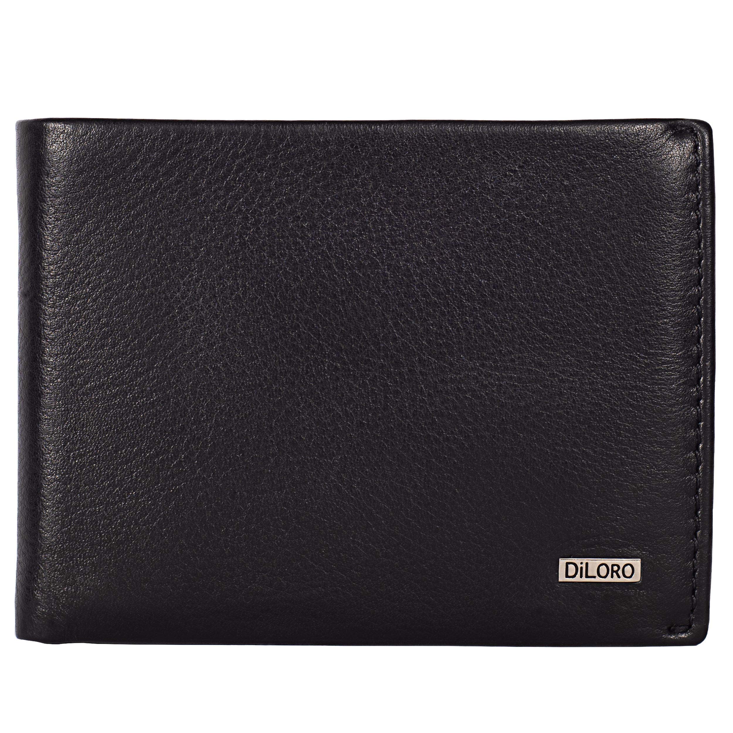 DiLoro Wallets for Men Bifold RFID Leather Mens Wallet Flip ID Coin Compartment Compact Bifold Midnight Black