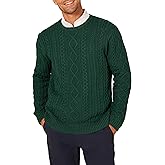 Amazon Essentials Mens Long-Sleeve 100% Cotton Fisherman Cable Crewneck Sweater