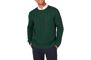 Amazon Essentials Mens Long-Sleeve 100% Cotton Fisherman Cable Crewneck Sweater