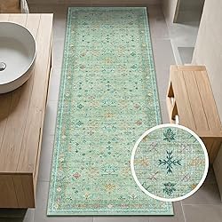 Sage Green Hallway Runner Rugs - Washable 2x6
