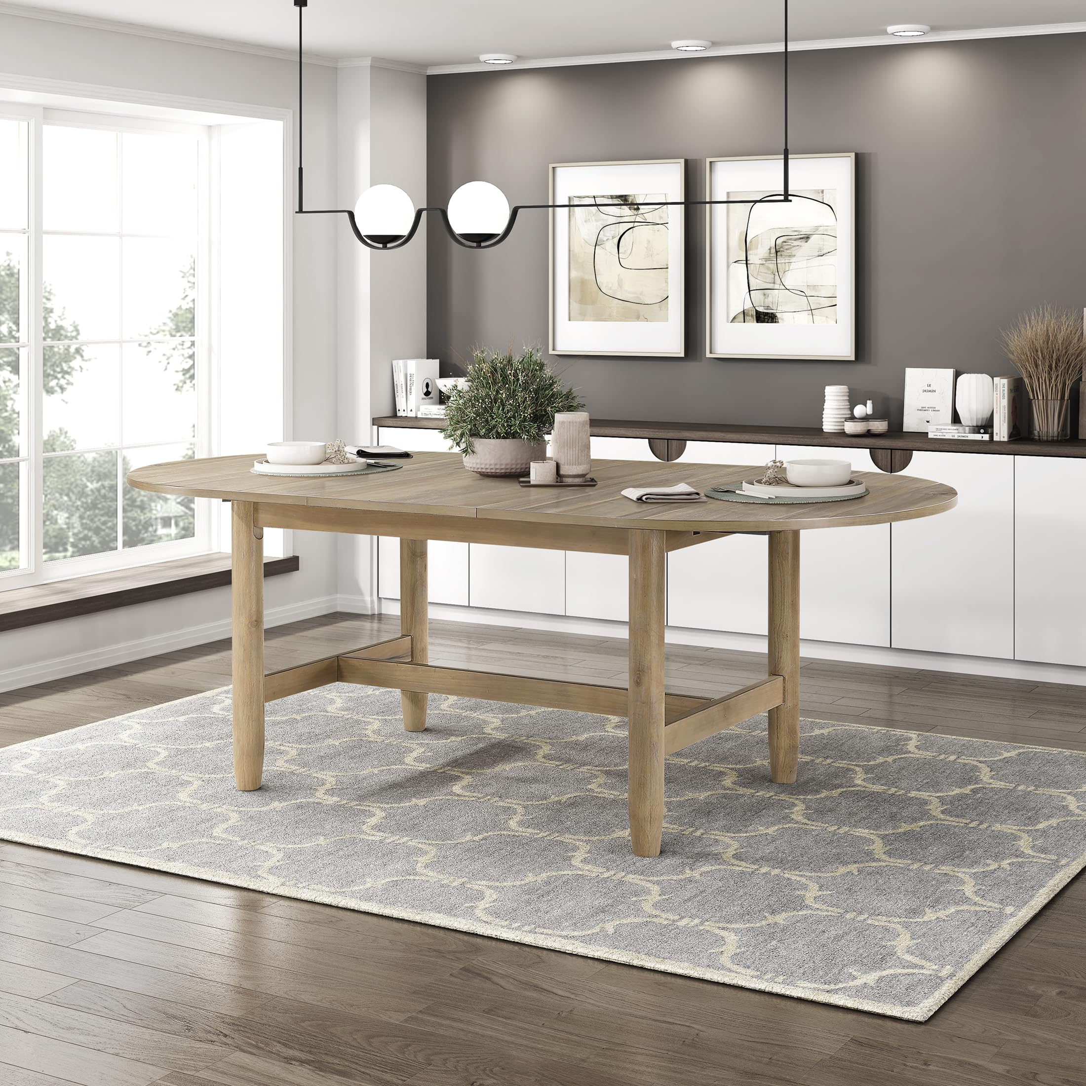 Photo 1 of ***DAMAGE -MISSING PART -SELLING AS IS -PARTS ONLY*** 


Lexicon 42"x 84" Oval Dining Table for 6 People, Extendable Wooden Dinner Table with Sturdy Base, for Kitchen/Dining Room, Easy Assembly, Natural