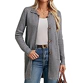 GRACE KARIN Women's Fall Long Cardigan Sweaters with Pockets, Button Knit Blazer Trendy, Open Front Dressy Casual Jacket
