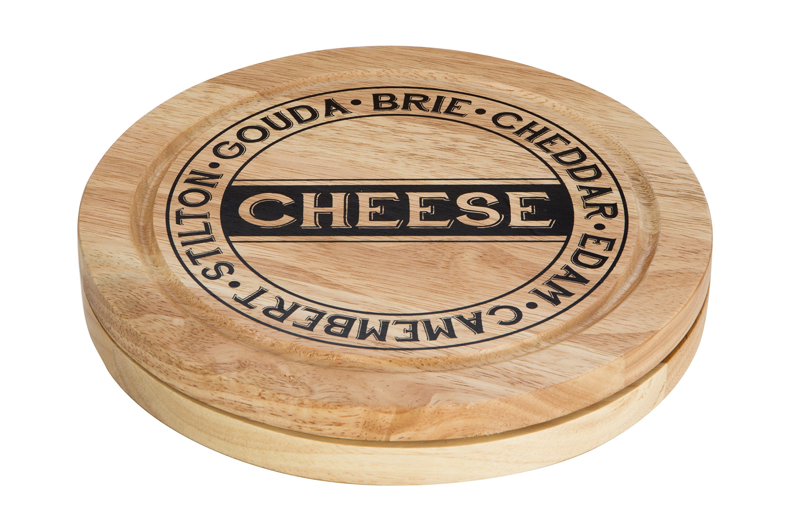 Premier Housewares 1104289 Cheese Storage Board and Knife Set - 5-Piece - Natural 24 x 24 x 4 cm