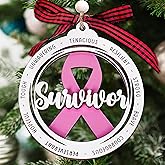 Breast Cancer Gifts for Woman - 2 Layer Breast Cancer Christmas Ornaments - Cancer Survivor Gifts for Woman - Encouragement Gift for Women - Hope Ornament - Chemo Gift - Hope Christmas Ornaments