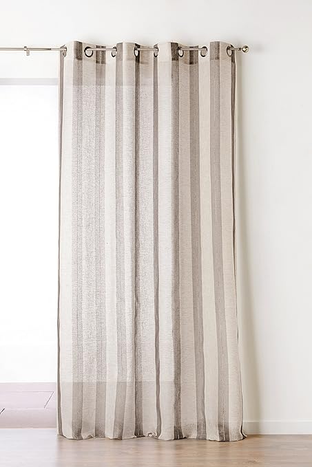 Linder 116892375fr Rideau à Rayures Polyesterlincoton Gris Clair 150 X 280 Cm