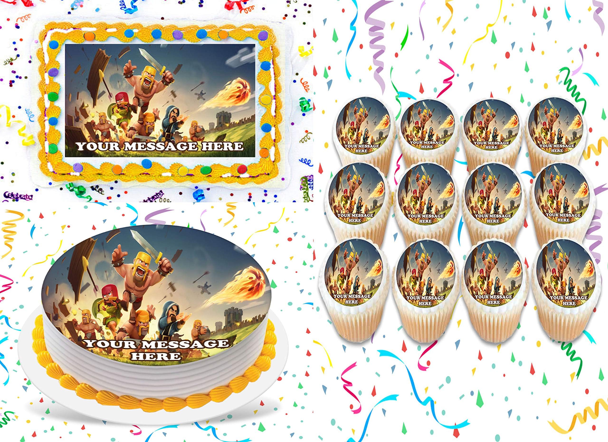 Clash Of Clans Cake Topper Edible Image Personalized Cupcakes Frosting Sugar Sheet (8" X 11" Cake Topper)
