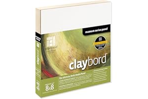 Ampersand Art Supply Wood Painting Panel: Museum Series Claybord, 8" x 8", 3/4" Cradled Profile