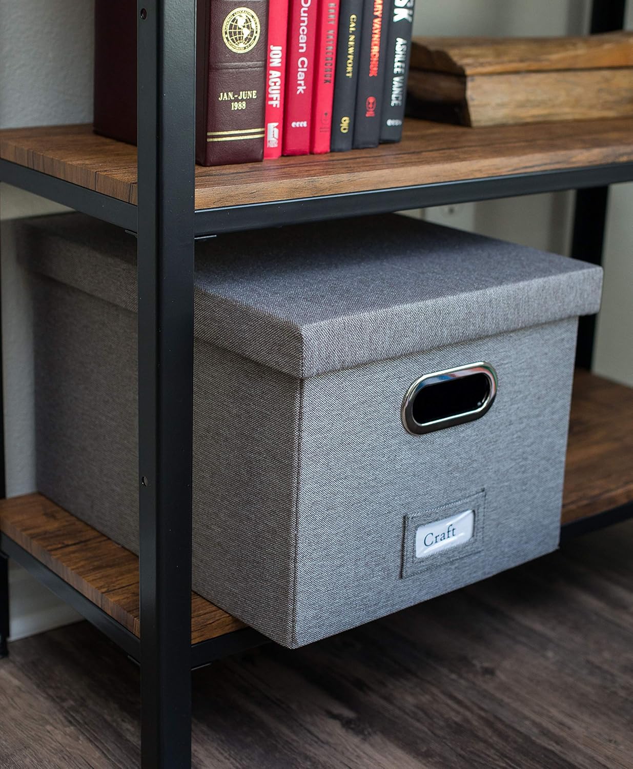 Internet's Best Collapsible File Box Storage Organizer with Lid - Decorative Linen Filing & Storage Office Boxes – Hanging Letter/Legal Folder – Home Office Bins Cabinet – Grey Container - 1 Pack : Office Products