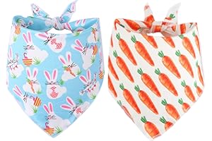 BOOMBONE 2 Pack Easter Dog Bandana,Triangle Bibs Pet Scarf for Medium to Large Dogs