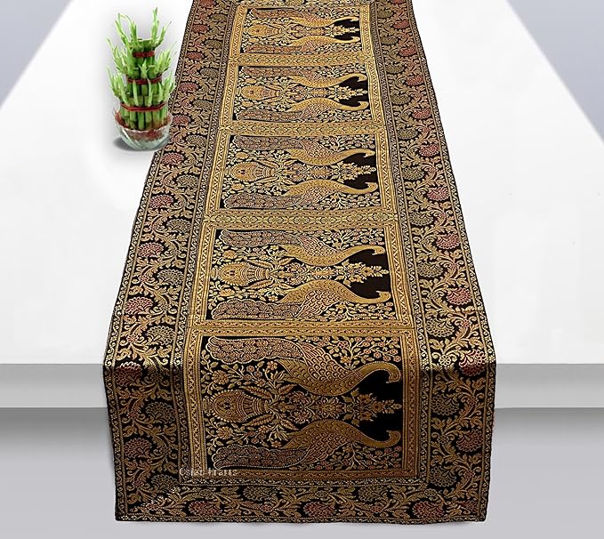 Buy Osian Krafts Christmas Gift Black Gold Banarsi Brocade Silk Table