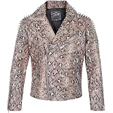 III-Fashions Men's Spiked Biker Jacket in Multicolor Cowhide Leather with Punk Rock Vibes
